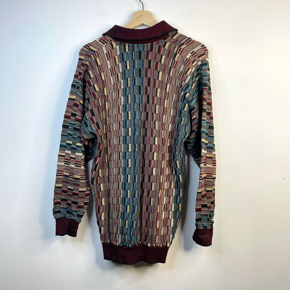 Tundra Vintage Mercerized Cotton Zip Textured Grandpa Slim Fit sweater Mens L - Picture 7 of 11